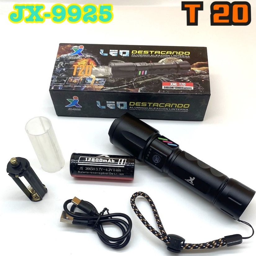 📌พร้อมส่งจากไทย📌ไฟฉาย XHP T20 รุ่น  JX-9925  ไฟฉายสปอร์ตไลท์ ไฟฉายแรงสูง 4โหมด LED 98000W สว่างมาก แข็งแรง ทนทาน ชาร์จไฟ