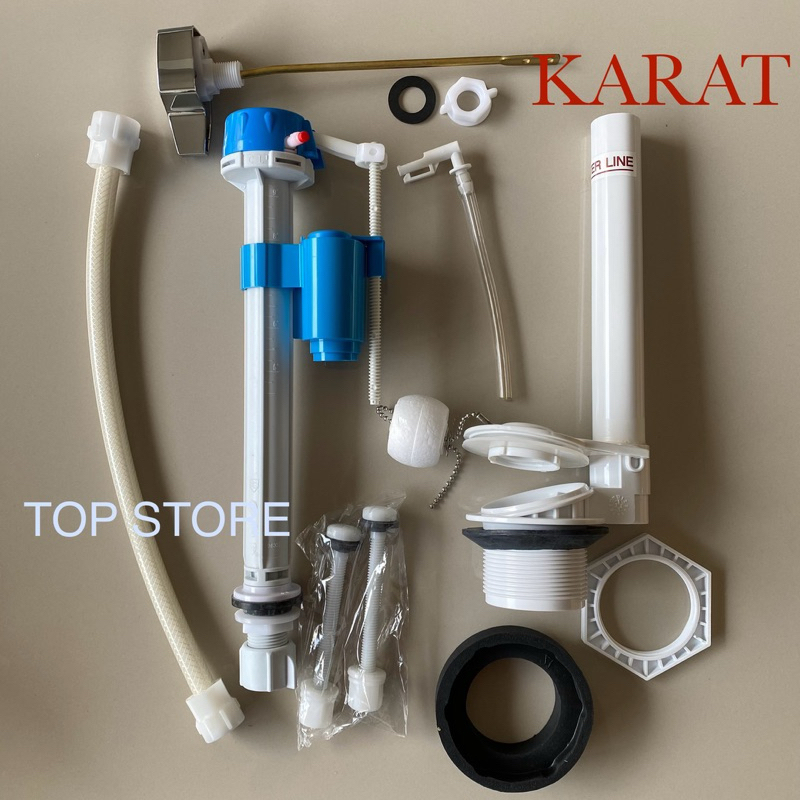 TOP STORE อุปกรณ์ถังพักน้ำ กดข้าง 1593040-SP-CP กะรัต KARAT มาตรฐาน ใช้ได้ทุกยี่ห้อ อุปกรณ์หม้อน้ำชักโครก