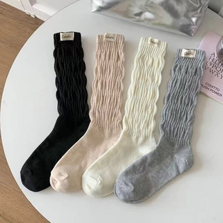 ในไทย-พร้อมส่ง✨ถุงเท้าข้อยาวสีพื้นแฟชั่น สไตล์เกาหลีเรียบง่าย นักเรียนสำหรับผู้หญิง เข้ากับทุกการแต่งกาย ความยืดหยุ่นสูง