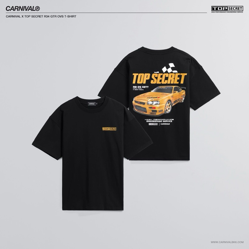 ❌ขายแล้ว❌CARNIVAL X TOP SECRET R34 GTR OVS T-SHIRT