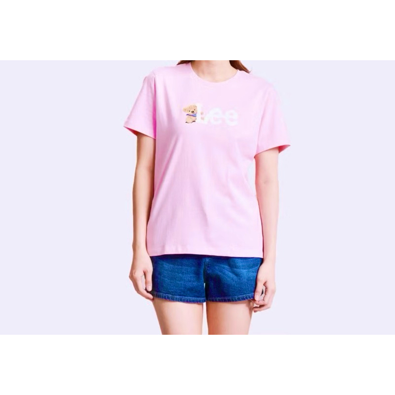 เสื้อยืดผู้หญิง Lee สกรีนLogo Collection Lee Bear สีชมพู