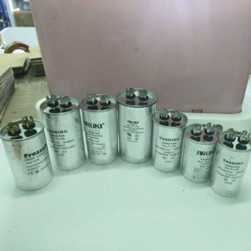 แค็ปสตาร์ท รันแอร์ 25uf30uf35uf40,45,50,55,60uf รัน คาปา 20UF-60UF 440-450V. คอนเดนเซอร์ แค๊ปรันมีกล่อง