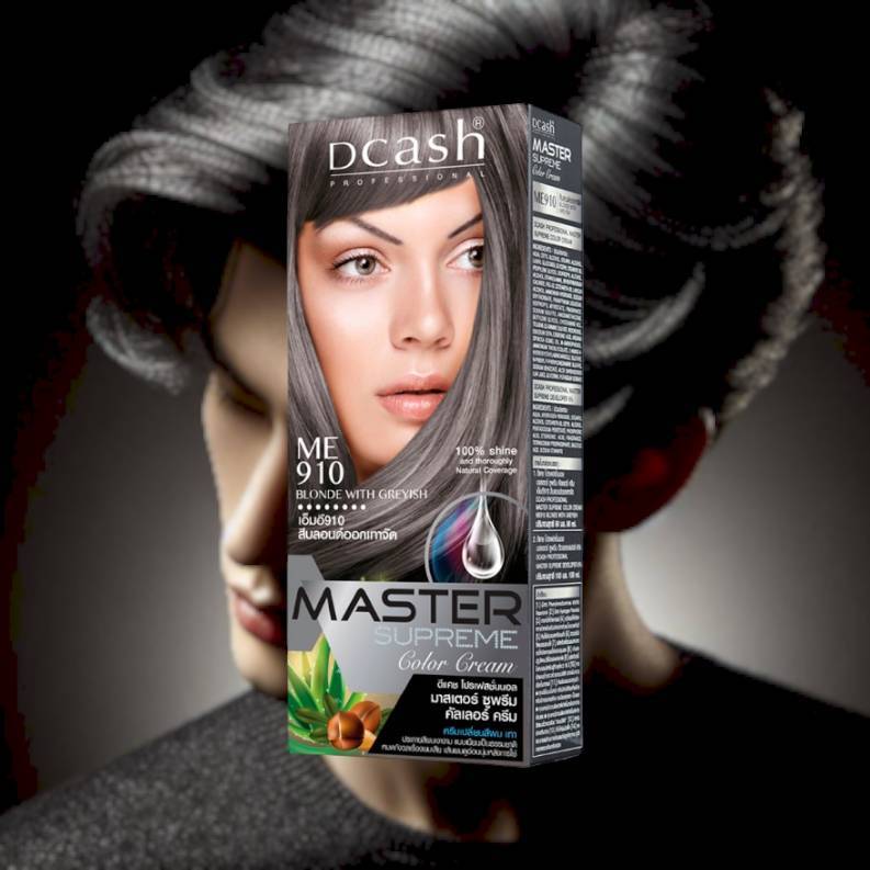 (สีเทาเข้ม) ครีมเปลี่ยนสีผม ดีแคช มาสเตอร์ ME910 100 มล. Dcash Master Supreme Color Cream