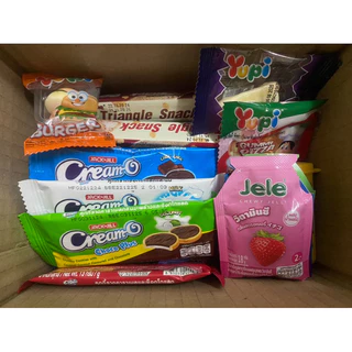 สุ่มขนมชิ้นเล็ก30ชิ้น คละกันหลายๆแบบ หลายๆรสชาติ ราคา1-3บาท