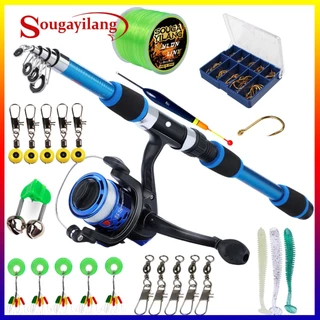 Sougayilang 1.8 ชุดคันเบ็ด เมตรพร้อมอุปกรณ์ตกปลาและคันเบ็ดแบบพกพาขนาด 1.8 เมตรขนาด 5.5:1 อัตราส่วนเกียร์รีลตกปลากับสาย