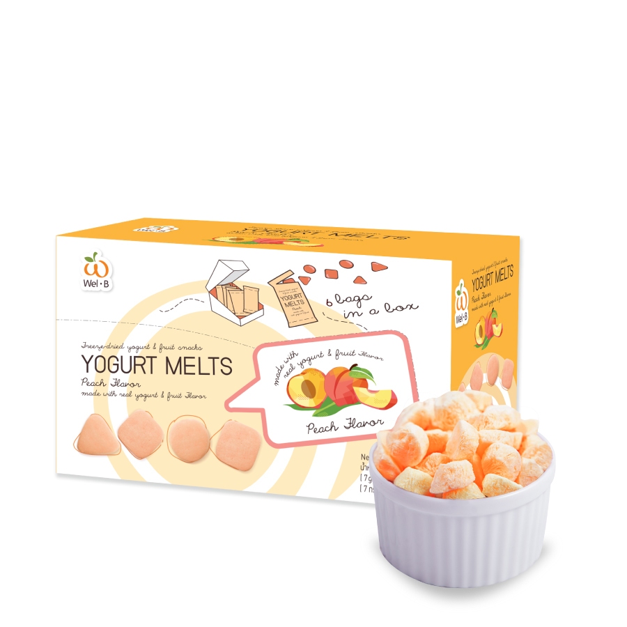 Wel-B Yogurt Melts Peach Flavor 42g (โยเกิร์ตกรอบ รสพีช 42g) - ขนมเด็ก ฟรีซดราย