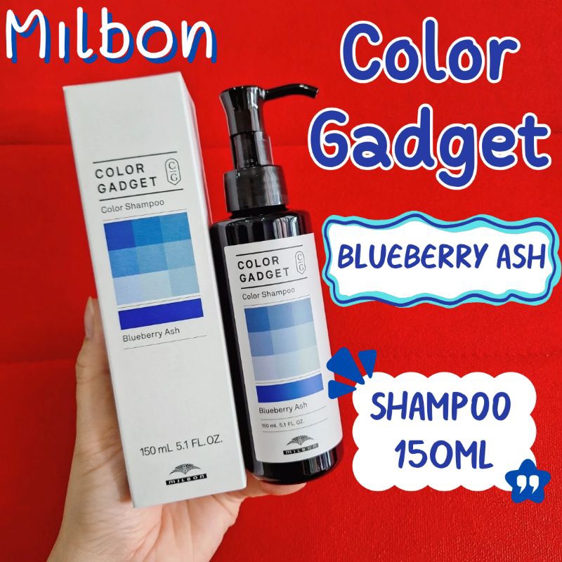 🔥โค้ดทักแชท🔥💙Milbon Color gadget Shampoo Blueberry Ash 150ml แชมพูสีนํ้าเงิน ช่วยกดความเเดงเเละความส้มของพื้นผม💙