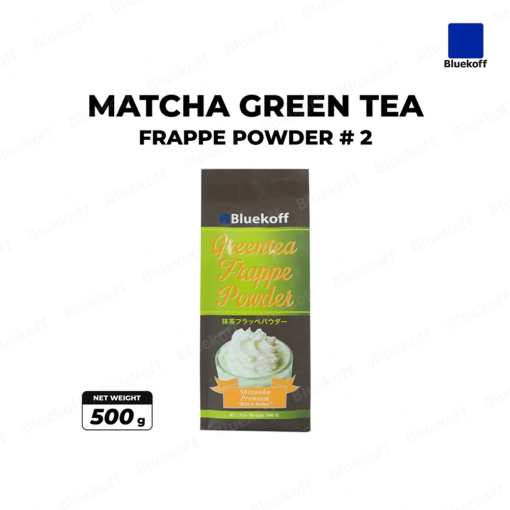 Bluekoff ผงชาเขียวปั่น เกรดพรีเมี่ยม Matcha Greentea Frappe สูตร2 (1 ถุง บรรจุ 500 กรัม)