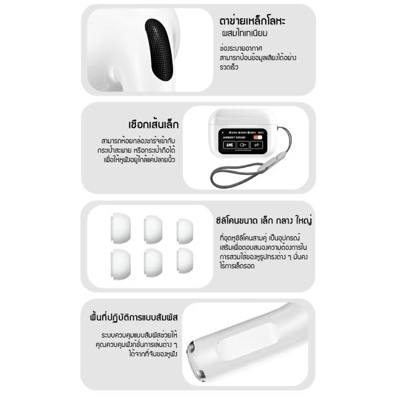 หูฟังบลูทูธA9Pro มาพร้อมกับหน้าจอสัมผัส LCD อัจฉริยะรองรับบลูทูธเวอร์ชัน5.4 มีฟังก์ชันตัดเสียงรบกวน 13 ฟังก์ชันการใช้งาน