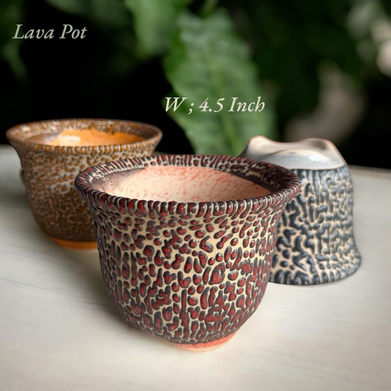 กระถางเคลือบลาวาทูโทน 4.5”*3.5”