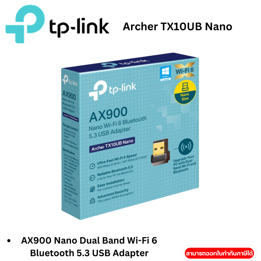 TP-LINK Archer TX10UB Nano AX900 Nano Dual Band Wi-Fi 6 Bluetooth 5.3 USB Adapter