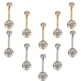 จิวสะดือ Stainless Steel Electroplatingdouble-Headed Zircon Belly Button Nail Piercing Jewelry