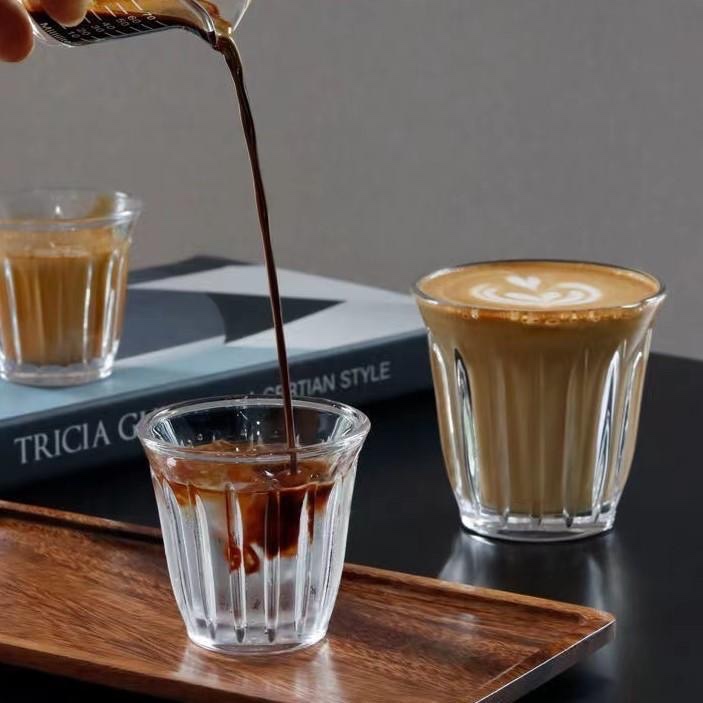 แก้วกาแฟแก้วใส แก้วลาเต้แบบเรียบง่ายและย้อนยุค แก้วกาแฟ Dirty สำหรับร้านอาหาร แก้วลาเต้ลายฟอง