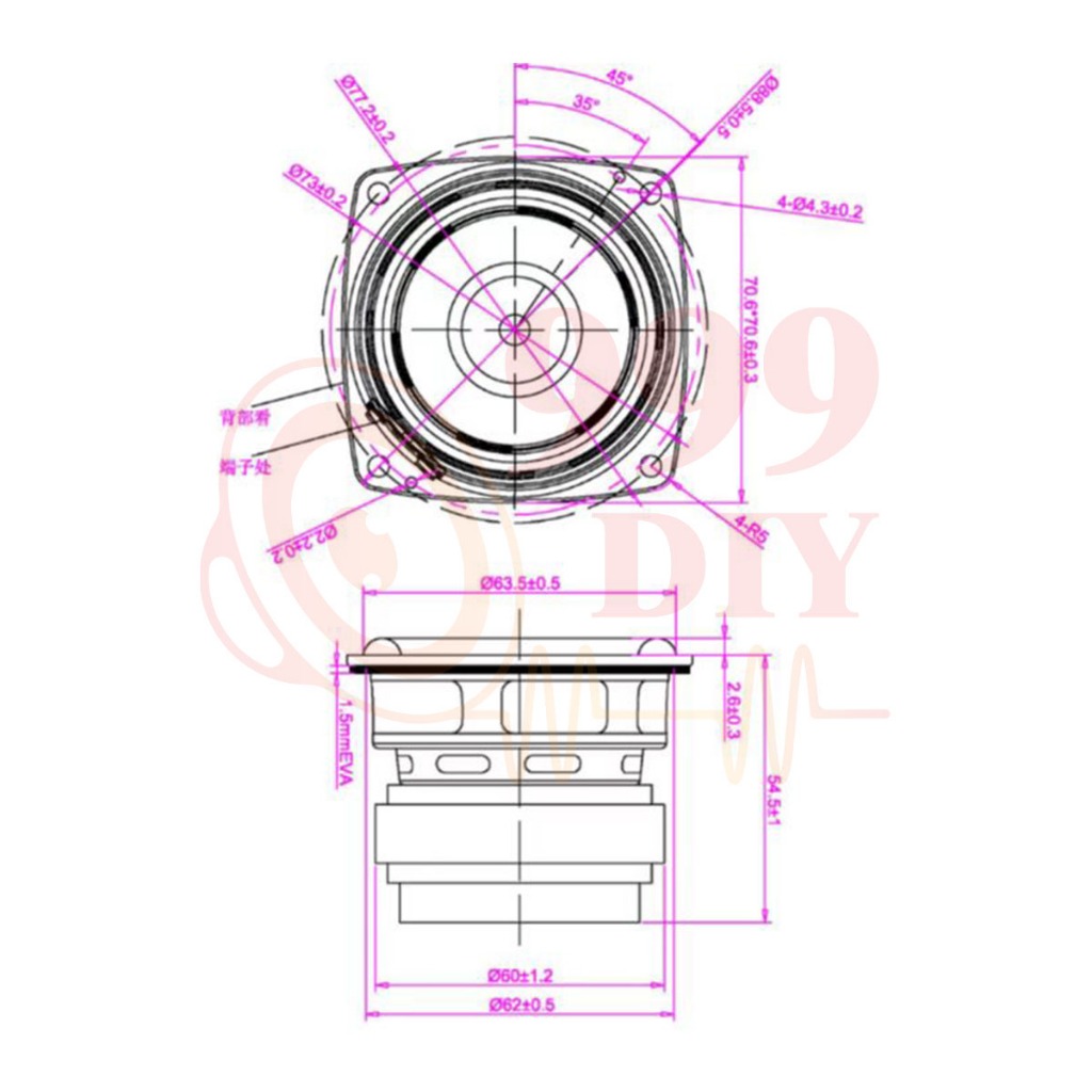 999DIY ดอกซับ J Brand 2.75 นิ้ว 4Ω 30W เบส ลำโพง2.75นิ้ว ลำโพงJ Brand ดอกลำโพง ดอก2.75นิ้ว เบส กลาง2.75นิ้ว ลำโพงdiy - รูปที่ 4
