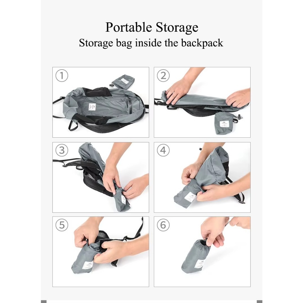Naturehike 18 L เป้เดินป่าเป้สะพายหลังอัลตราไลท์พับเก็บได้กระเป๋าเดินทางท่องเ ที่ยวกลางแจ้งกระเป๋าเป้ตั้งแคมป์กลางแจ้ง