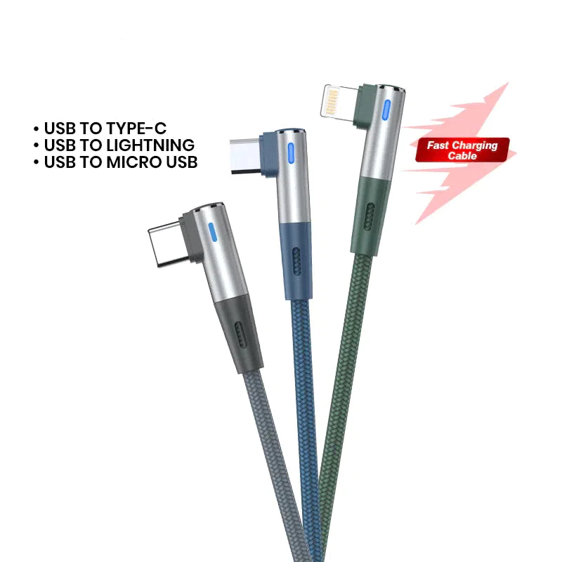 [สินค้าขายดี] ACOME สายชาร์จ รุ่น BW (Micro/Type-C/i0s ) สายชาร์จ Fast Charge ออกแบบทำมุม 90 °