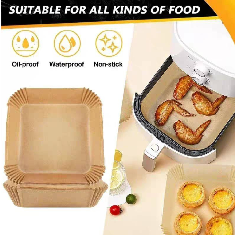 กระดาษรองหม้อทอด กระดาษรองอบ 50 ชิ้น สี่เหลี่ยม แบบใช้แล้วทิ้ง Air Fryer Paper ราคา ถูกที่สุด ดีลบีเคเค แกลเลอรีภาพที่ 3
