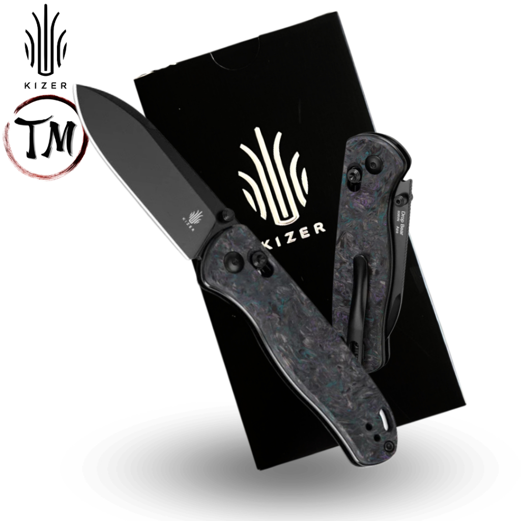 Kizer DropBear พี่หมีเมดูซ่าเหล็กS35VN มีดEDCสุดฮิต เบากระทัดรัด ด้ามFatcarbon สวยงาม