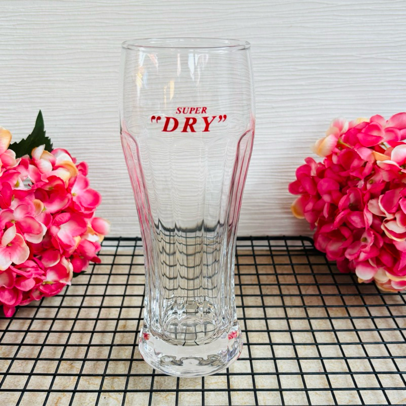 แก้วเบียร์ Asahi SUPER DRY ทรงสูงลายเหลี่ยม มือสอง จากญี่ปุ่น