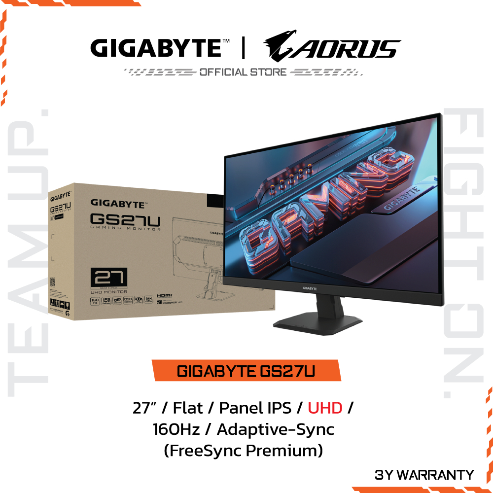 GIGABYTE GS27U Gaming Monitor (จอมอนิเตอร์) | 27" UHD | SS-IPS | 1ms | 160Hz | Adaptive-Sync