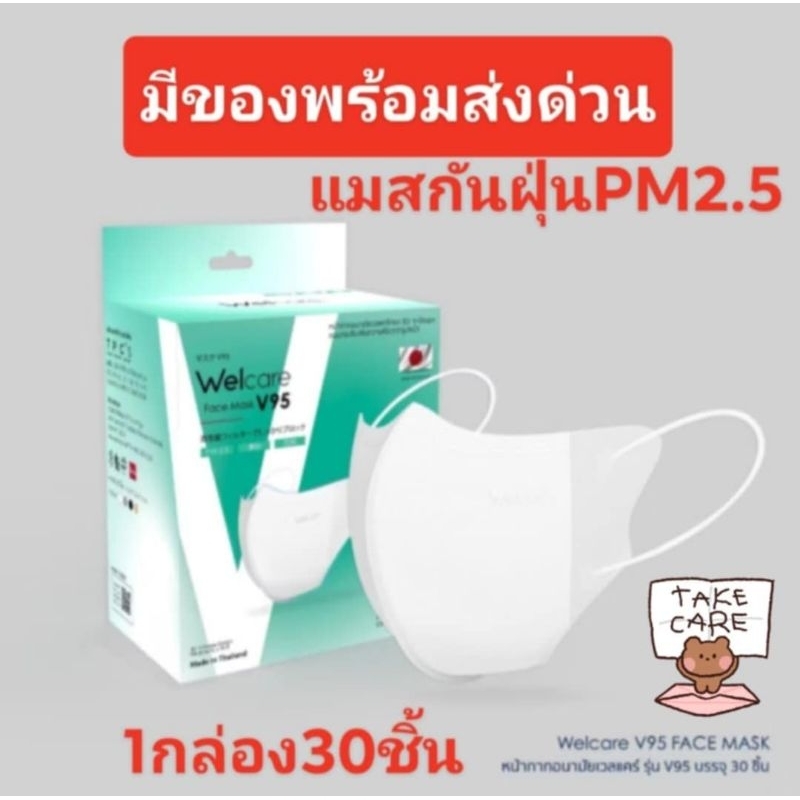 Welcare Face Mask V95 หน้ากากกรองฝุ่นเวลแคร์ รุ่น V95 จำนวน30ชิ้น