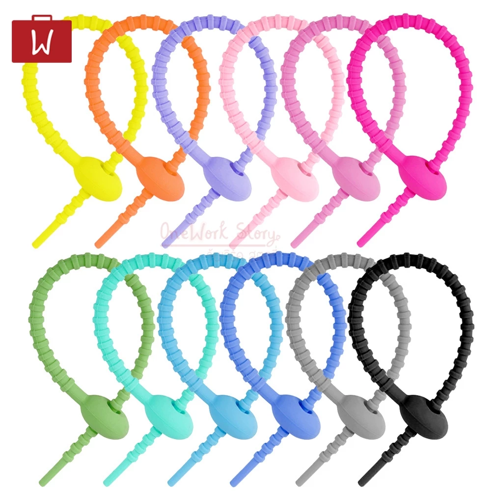 Oneworkstory สายรัด ซิลิโคน l SLC/TPR DIY ที่รัดสายชาร์จ สายคล้องพวงกุญแจ เคเบิ้ลไทร์ Reusable Silicone cable tie thumbnail 9