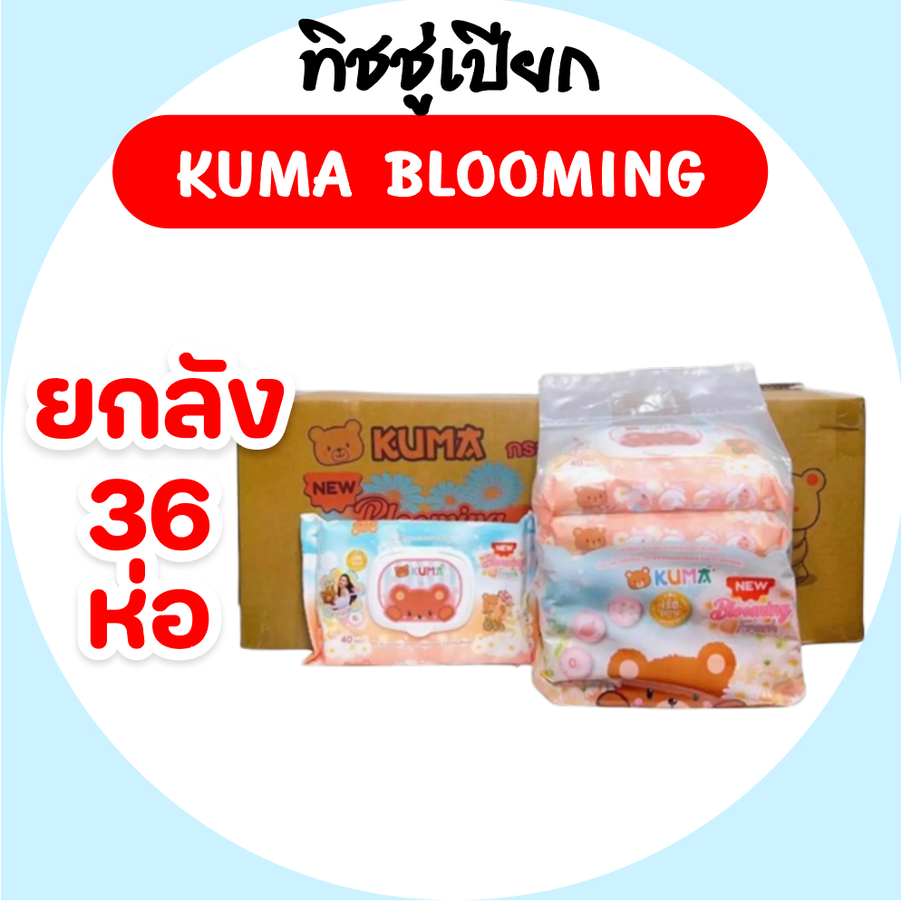 [ยกลัง] KUMA คุมะ กระดาษทิชชู่เปียก ห่อ 40 แผ่น ยกลัง 36 ห่อ กลิ่น บลูมมิ่งเฟรช สูตรอ่อนโยน