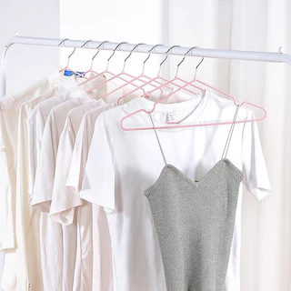 LIIFUNG ไม้แขวนเสื้อ 1แพ็ค/10ชิ้น แบบบางเบา ทนทาน เคลือบซิลิโคนกันลื่น สีพาทเทล พร้อมส่ง