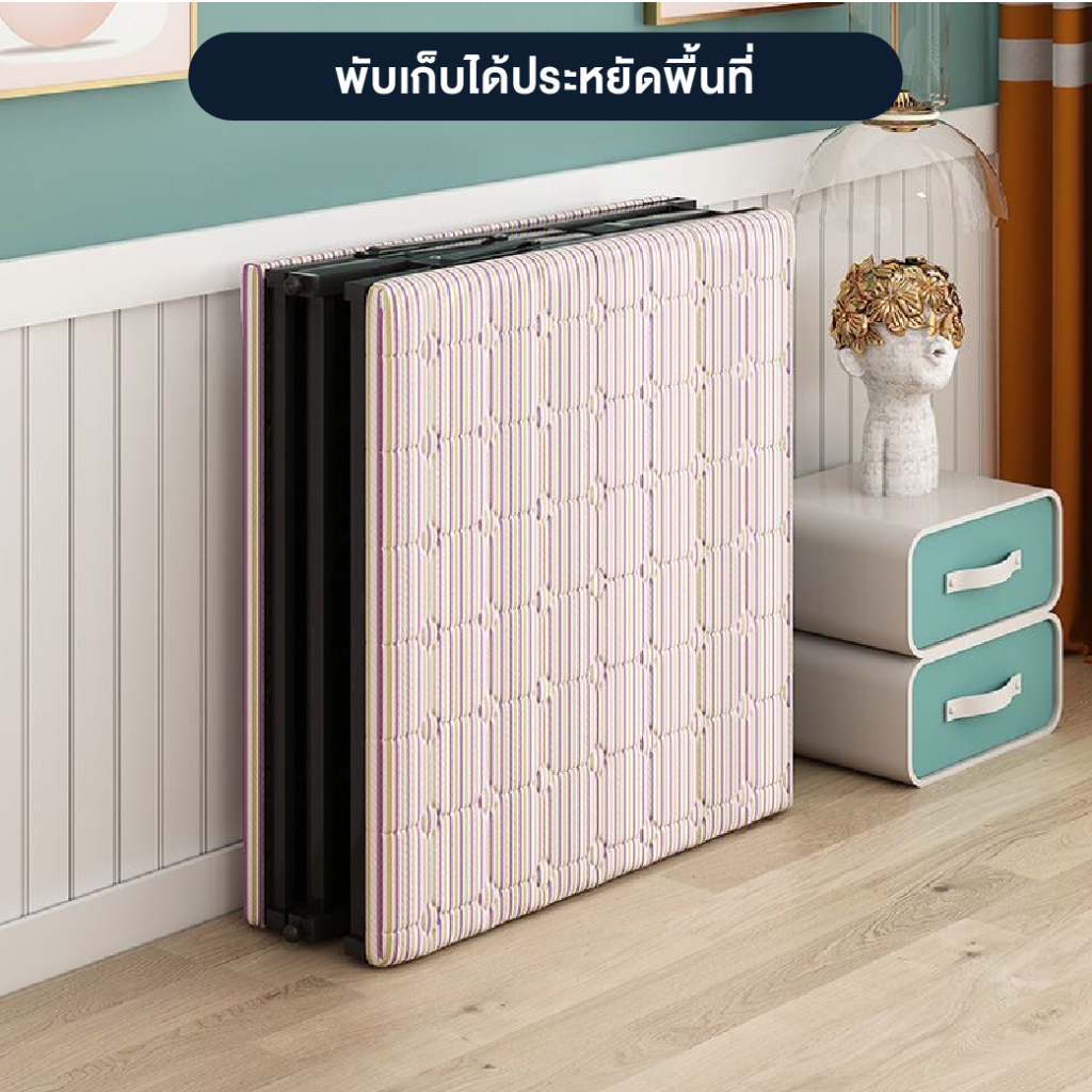 Elife เตียงพับได้ เตียงเหล็ก สีดำ 70.100.120 เตียงพับ วัสดุหนาพิเศษ แข็งแรง รองรับ 250kg. - รูปที่ 2