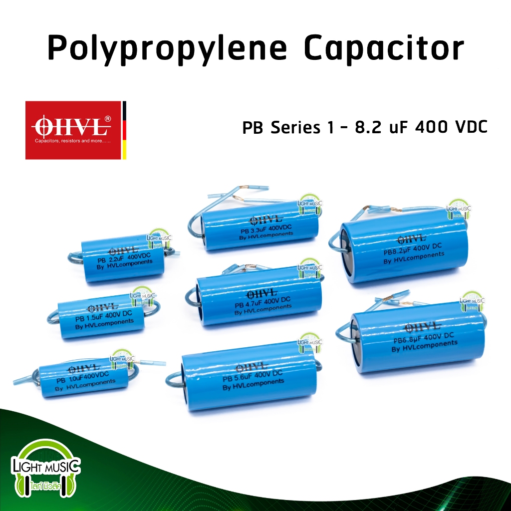 Polyester Capacitor OHVL PB 1-8.2 uF 400 VDC For Audio Hi-End C เสียงแหลม ซีคล่อมลำโพง ซีคล่อมแหลม คาปาซิเตอร์