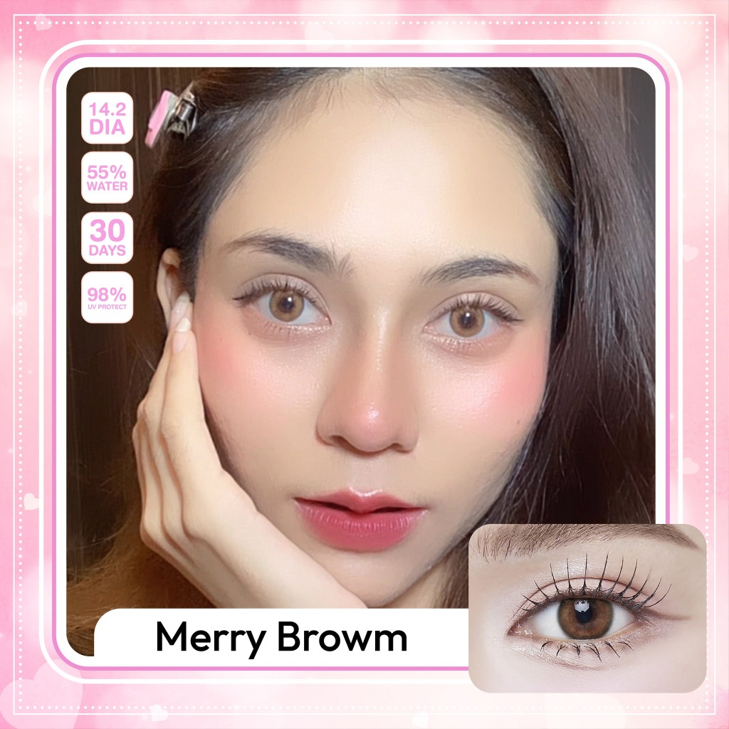 คอนแทคเลนส์ Merry Brown / Gray (Kitty Kawaii) ขนาดมินิ 🌷 ตัดของฟุุ้ง ดวงตาละมุน ดูสดใส รูปที่ 3