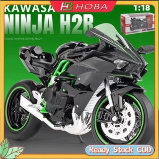HOBA โมเดลรถจักรยานยนต์ Kawasaki กันกระแทก ของเล่นสําหรับเด็ก H2R รถจักรยานยนต์โมเดลรถจักรยานยนต์ 1:10