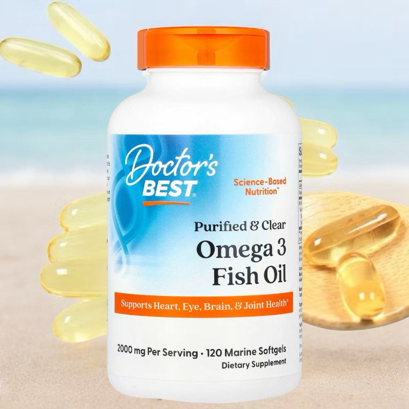 ✅พร้อมส่ง (แพ็คเกจใหม่) โอเมก้า3 ฟิชออย🐟 Doctor’s Best, Purified & Clear Omega 3 Fish Oil with Goldenomega, 120 Softgels