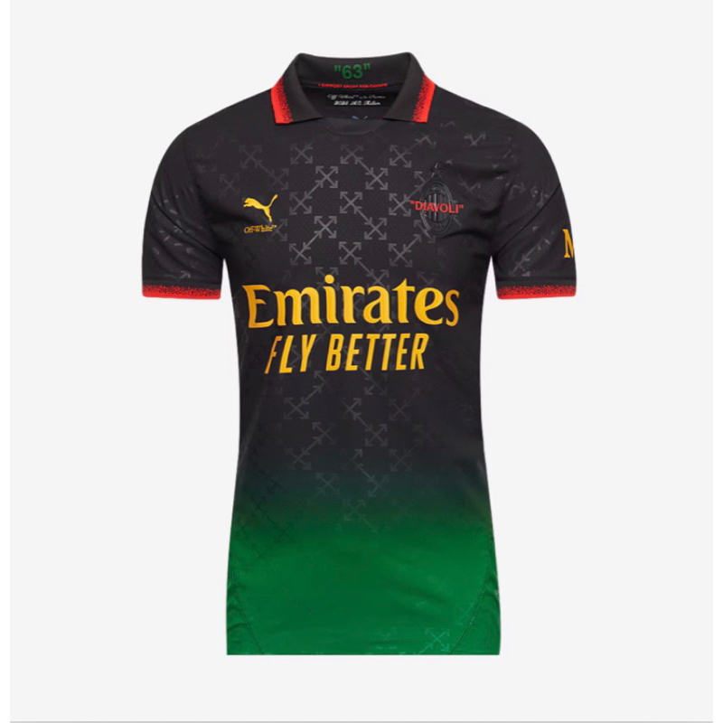 สีดำหายากแล้ว Limited เสื้อ Puma x AC Milan x Off-White ของแท้ล้าน% พรีออเดอร์ รอไม่นาน