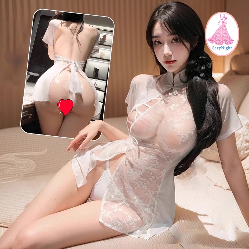 SexyNight กี่เพ้า ตาข่าย ดูผ่าน ชุดนอนลูกไม้ ผ่าหลัง ราคาถูก พร้อมส่งจากไทย