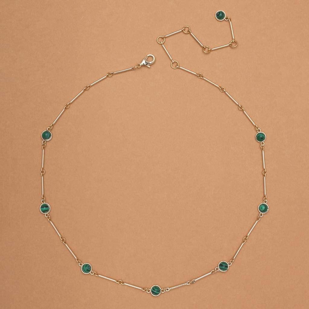 MALACHITE GOLD CHAIN NECKLACEสร้อยคอหินมงคล-มาลาไคท์