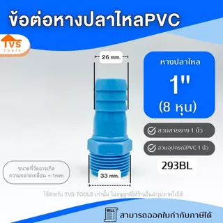 อุปกรณ์PVC หางปลาไหล เกลียวนอก 1/2" - 2" PVC หางไหลพีวีซี ต่อสายยาง ข้อต่อ PVC หางปลาไหลลด หัวกันไหล สวมสายยาง สวมสายยาง