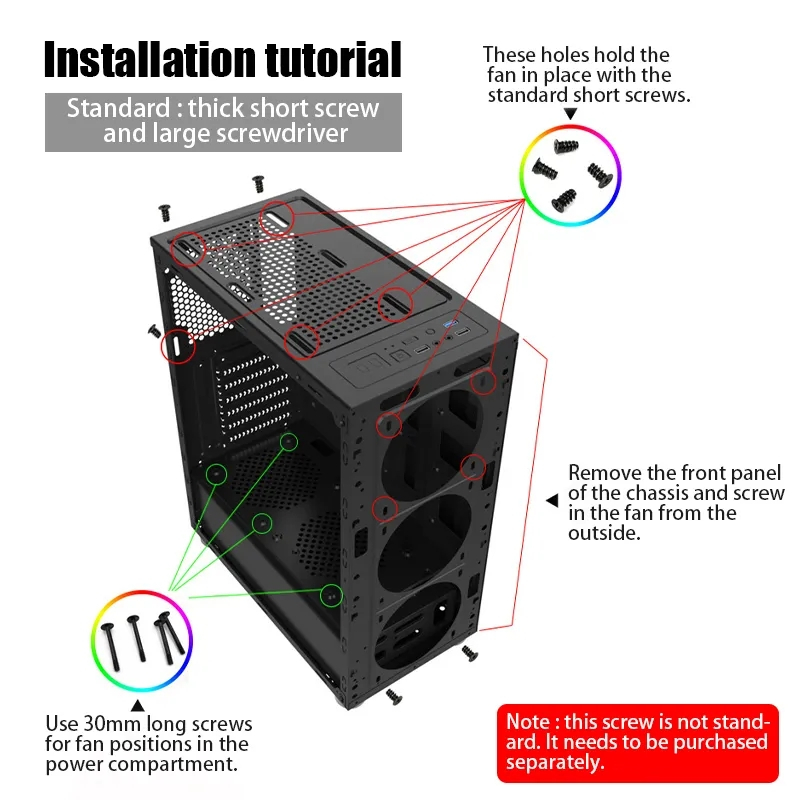 พัดลมคอม RGB 12V พัดลมระบายความร้อน 12cm Dual Ring RGB Cooling Fan พัดลมเคส พัดลมคอมพิวเตอร์ แสงสะท้อนสีสันสดใส