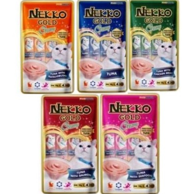 Nekko Gold Creamy Treat ขนมแมวเลียสูตรพรีเมี่ยม 14gx4ซอง*โปรดดอ่านรายละเอียดก่อน