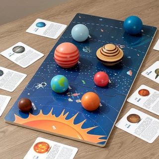 กระดานไม้บอร์ดจิ้กซอว์เรียนรู้ระบบสุริยะจักรวาลพร้อมการ์ด solar system พร้อมส่ง🔥มาใหม่