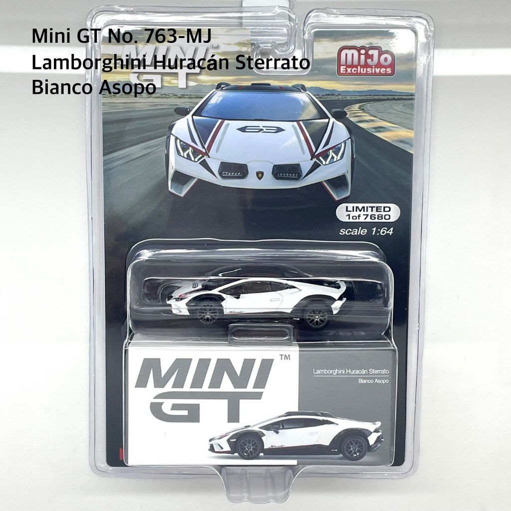 Mini GT No. 763-MJ  Lamborghini Huracán Sterrato Bianco Asopo \blister package