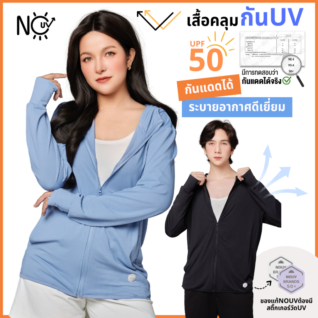 เสื้อคลุมกันแดด กันแสงแดด UV UPF50 NOUV BRANDS เสื้อฮู้ด by ซ้อบรีม sapaichina
