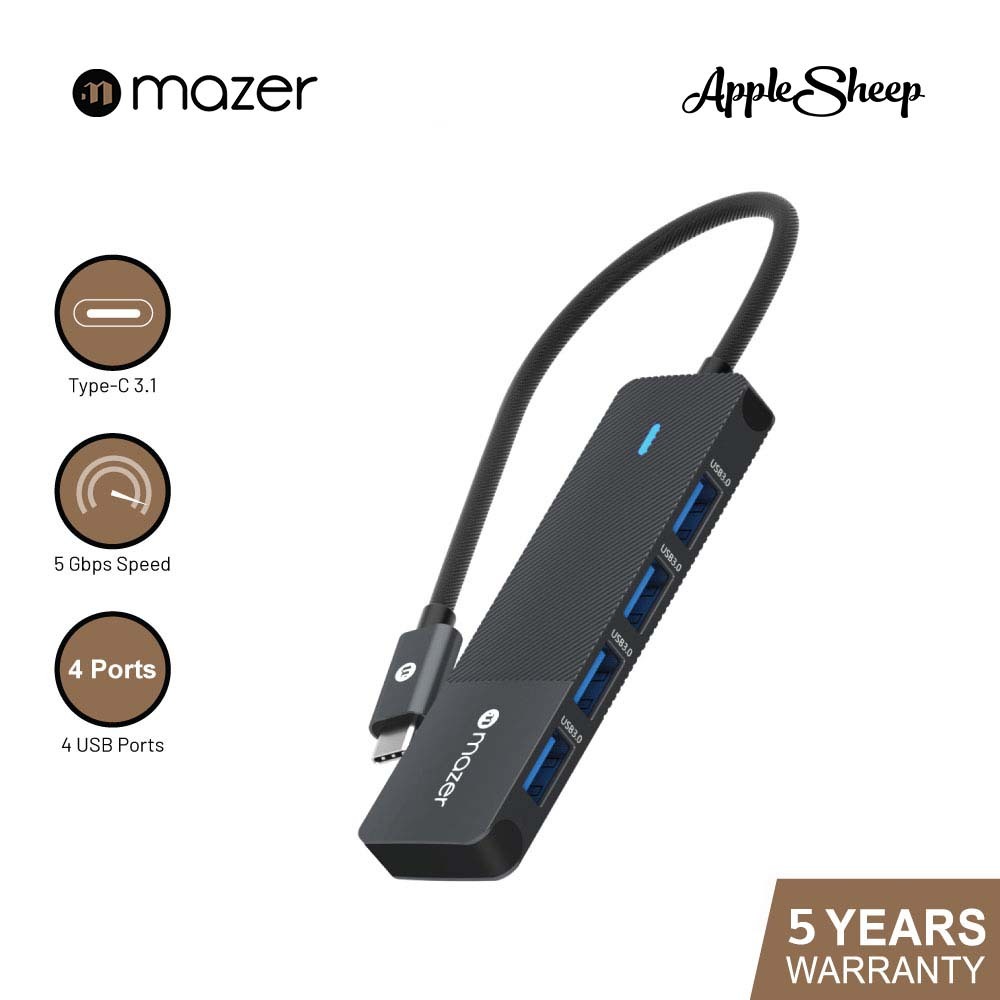 [MAZER Infinite Multimedia Pro 4-in-1 Hub] ฮับ USB-C 3.0 4พอร์ต ถ่ายโอนความเร็ว 5Gbps High Speed กะทัดรัด ทนทาน ของแท้