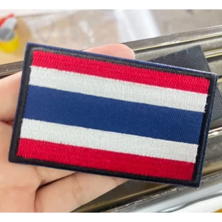 1 Pcs อาร์มธงชาติ ขอบดำ ธงชาติติดอกกั๊ก  ตำรวจ ข้าราชการ อาร์มปักลาย ตัวรีด ธงชาติไทย (Embroidered Thai Flag) 5.5 x 8 cm