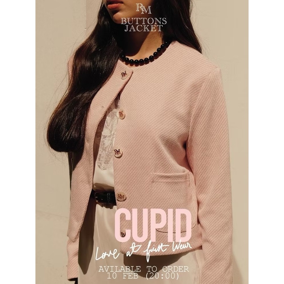 สีใหม่🩷Rally RM Buttons Jacket  Cupid (ชมพูอ่อน) - เสื้อแจ็คเก็ตกระดุมดีไซน์โลโก้ RM ของแท้
