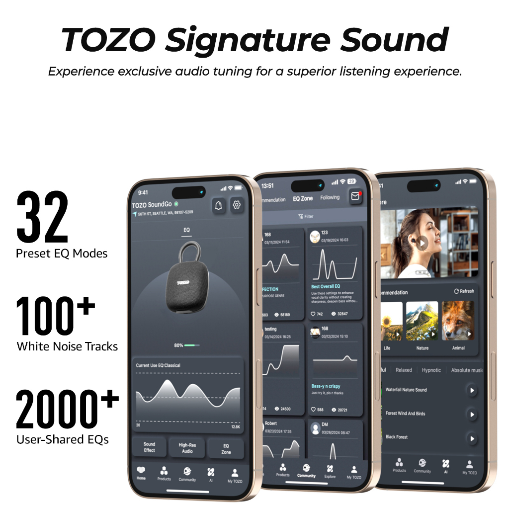 [ประกันศูนย์ไทย] TOZO SoundGo ลำโพงบลูทูธ ลำโพงไร้สาย ต่อสเตอริโอได้ Bluetooth 5.4 แบต 20 ชม/ชาร์จ IPX5 ปรับ EQ ได้
