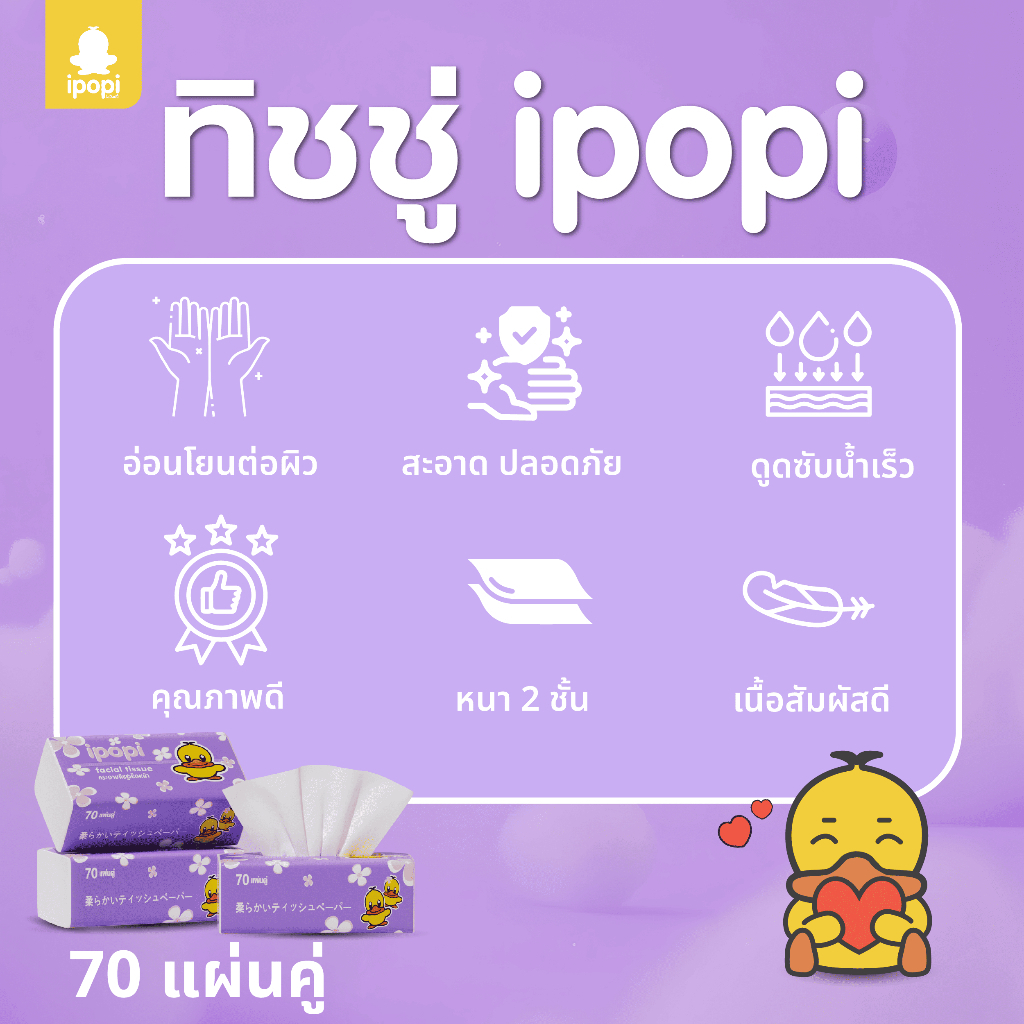 40 ห่อ พร้อมส่ง ipopi กระดาษทิชชู่ แบบดึงห่อม่วง รูปที่ 6