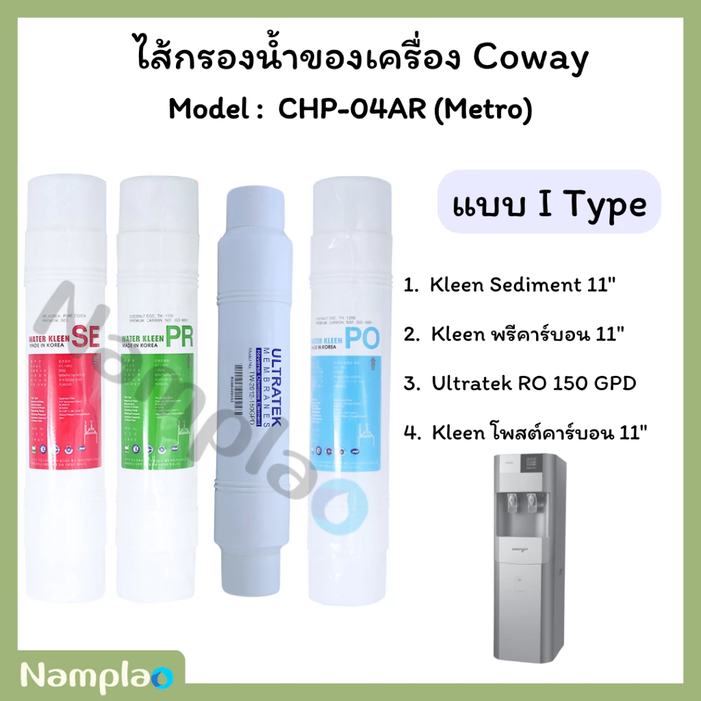 ชุดไส้กรองน้ำ อินไลน์ ระบบอาร์โอ Kleen x FT Korea x Ultratek สำหรับ Coway CHP-04AR Metro / CHP-671R thumbnail 3
