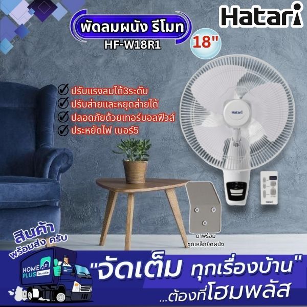 HATARI พัดลมผนัง รีโมท HT-W16R1-6 16นิ้ว สีขาว