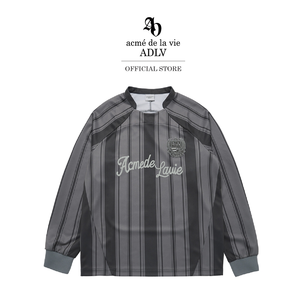 ADLV [acme de la vie] เสื้อยืด Oversize รุ่น Stripe Football Jersey Long Sleeve T-Shirt Black (50011SFBLSU_S5BKXX)